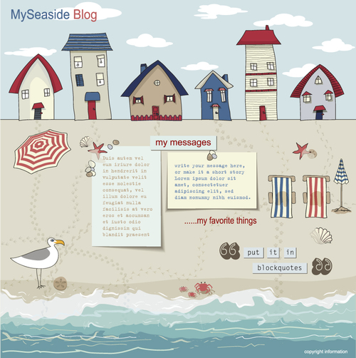 Seaside blog template design vector