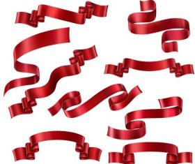 Shiny red ribbon design vector set