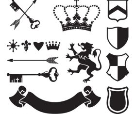 Silhouette heraldry vector set