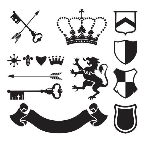 Silhouette heraldry vector set