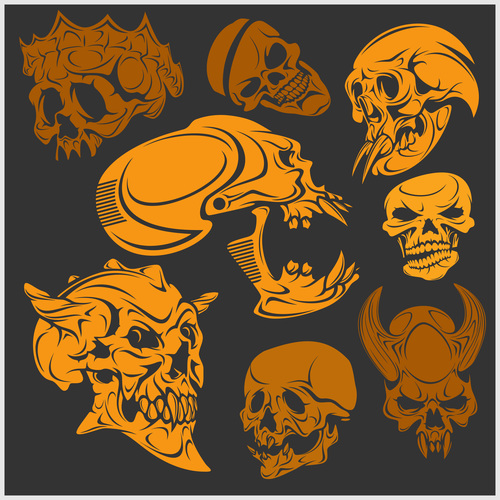 Skull head pattern for t-shirt vector 01