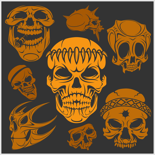 Skull head pattern for t-shirt vector 02