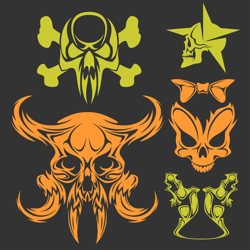 Skull head pattern for t-shirt vector 05