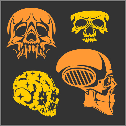 Skull head pattern for t-shirt vector 07