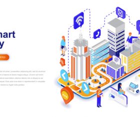 Smart city isometric concept template vector