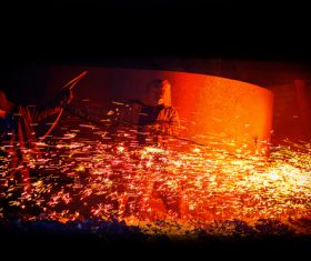 Smelter metal factory worker Stock Photo