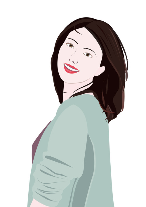 Smiling woman turning back vector