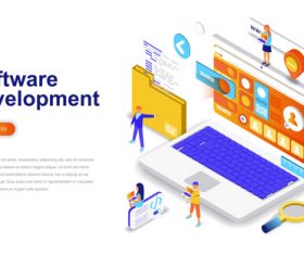 Software development isometric concept template vector