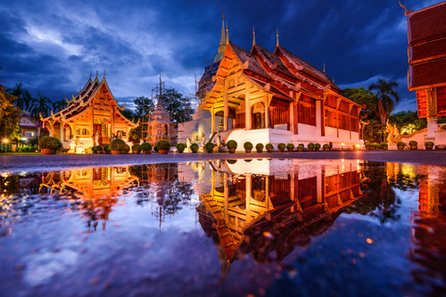 Solemn and magnificent Buddhist architecture Stock Photo 01