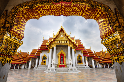 Solemn and magnificent Buddhist architecture Stock Photo 02