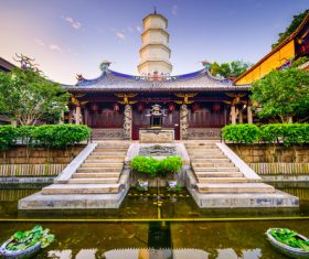 Solemn and magnificent Buddhist architecture Stock Photo 03