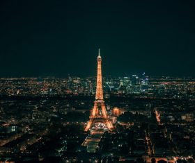 Sparkling Eiffel tower in the center of the city Stock Photo