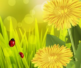 Spring fresh flower and blurs background vector 01