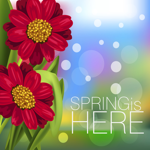 Spring fresh flower and blurs background vector 05