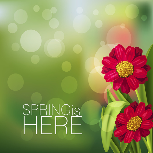 Spring fresh flower and blurs background vector 09