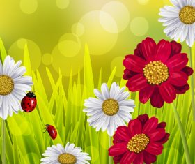 Spring fresh flower and blurs background vector 10