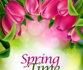 Spring tulip and blurs background vector 06