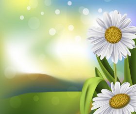 Spring white flower and blurs background vector 05