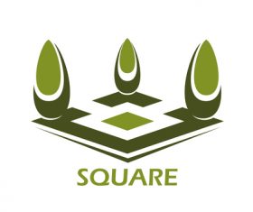 Square garden design logos vector material