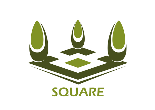 Square garden design logos vector material