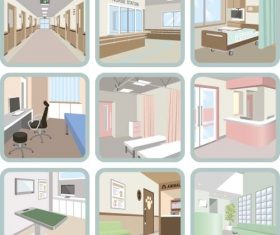 Square hospital icons vector 03