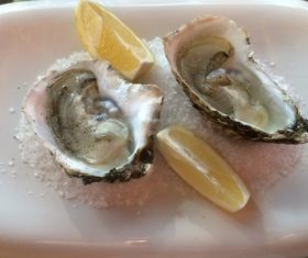 Steamed oysters and lemon Stock Photo 05
