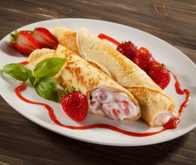 Strawberry pancake dessert Stock Photo 01