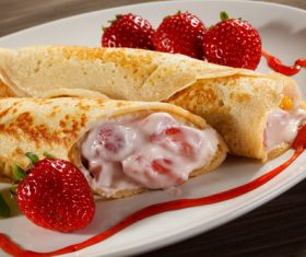 Strawberry pancake dessert Stock Photo 02