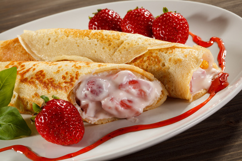 Strawberry pancake dessert Stock Photo 02