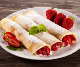 Strawberry pancake dessert Stock Photo 03