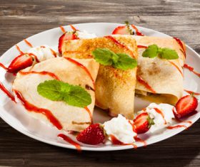 Strawberry pancake dessert Stock Photo 04