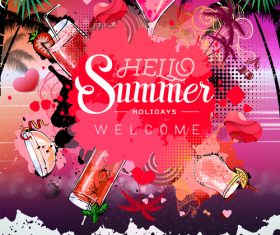 Summer holiday cocktail party poster template vectors 01