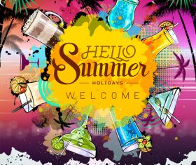 Summer holiday cocktail party poster template vectors 02