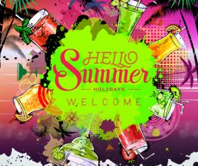 Summer holiday cocktail party poster template vectors 03