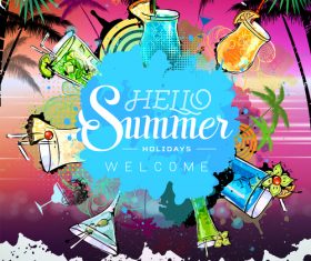 Summer holiday cocktail party poster template vectors 04