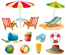 Summer holiday travel elements vector set