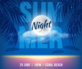 Summer night party vectors poster 05