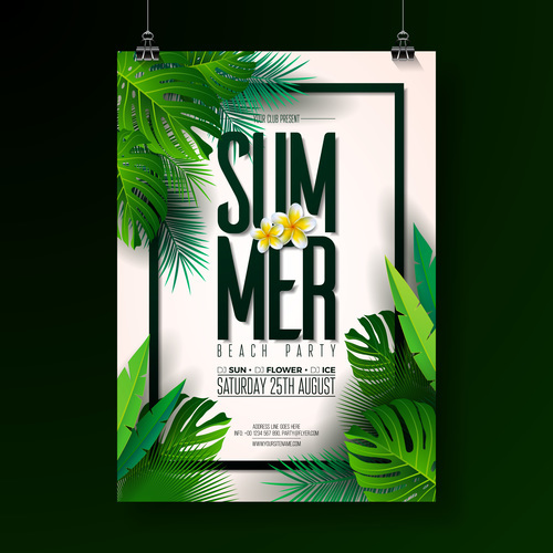 Summer party flyer template vectors