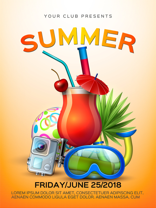 Summer poster cover template vector 01