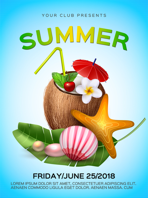 Summer poster cover template vector 02