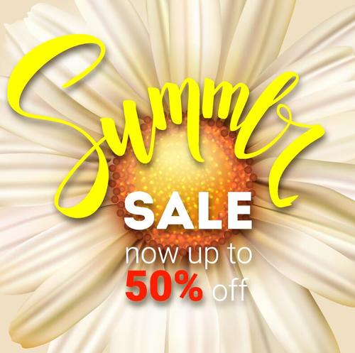 Summer sale background with sunflower vector