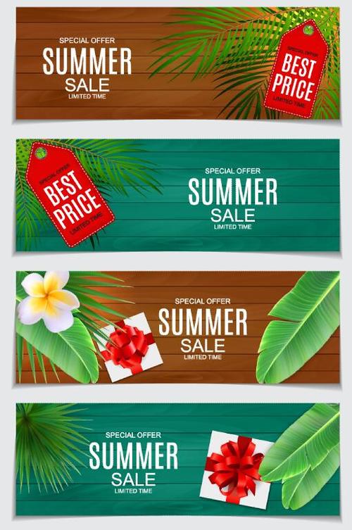Summer sale banners template vector 02