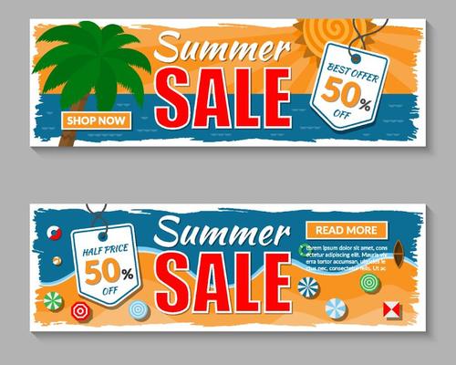 Summer sale banners template vector 03