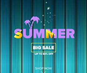 Summer sale poster with wooden background vector 01