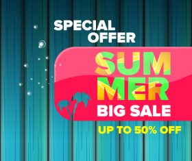 Summer sale poster with wooden background vector 02
