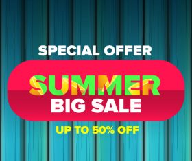 Summer sale poster with wooden background vector 03