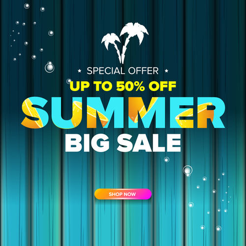 Summer sale poster with wooden background vector 06
