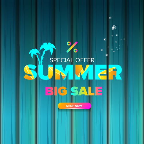Summer sale poster with wooden background vector 07