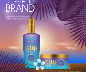 Sun protection cosmetic poster vector 01