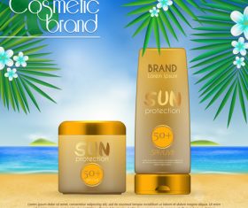 Sun protection cosmetic poster vector 04